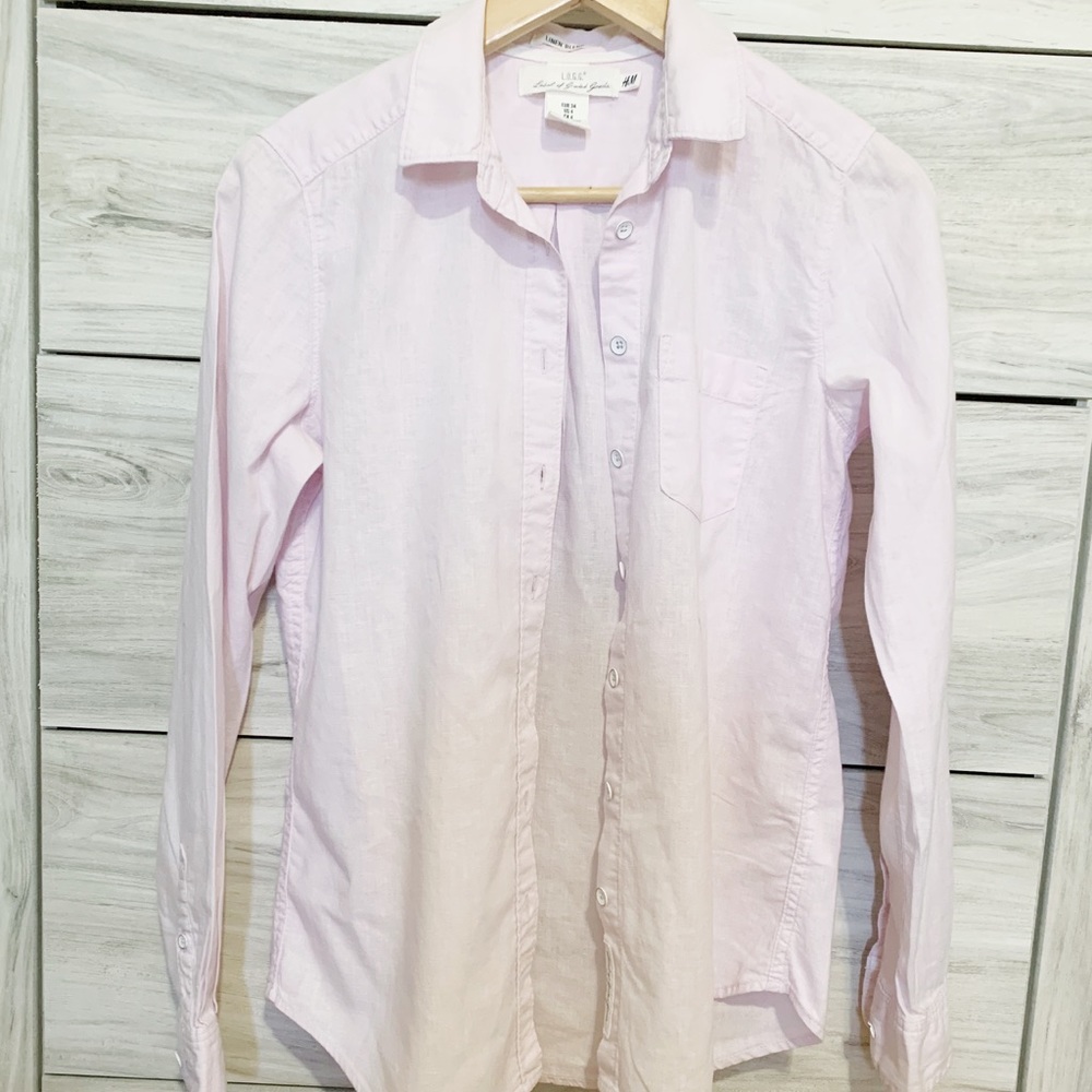 H&M linen blend long sleeve shirt size 4